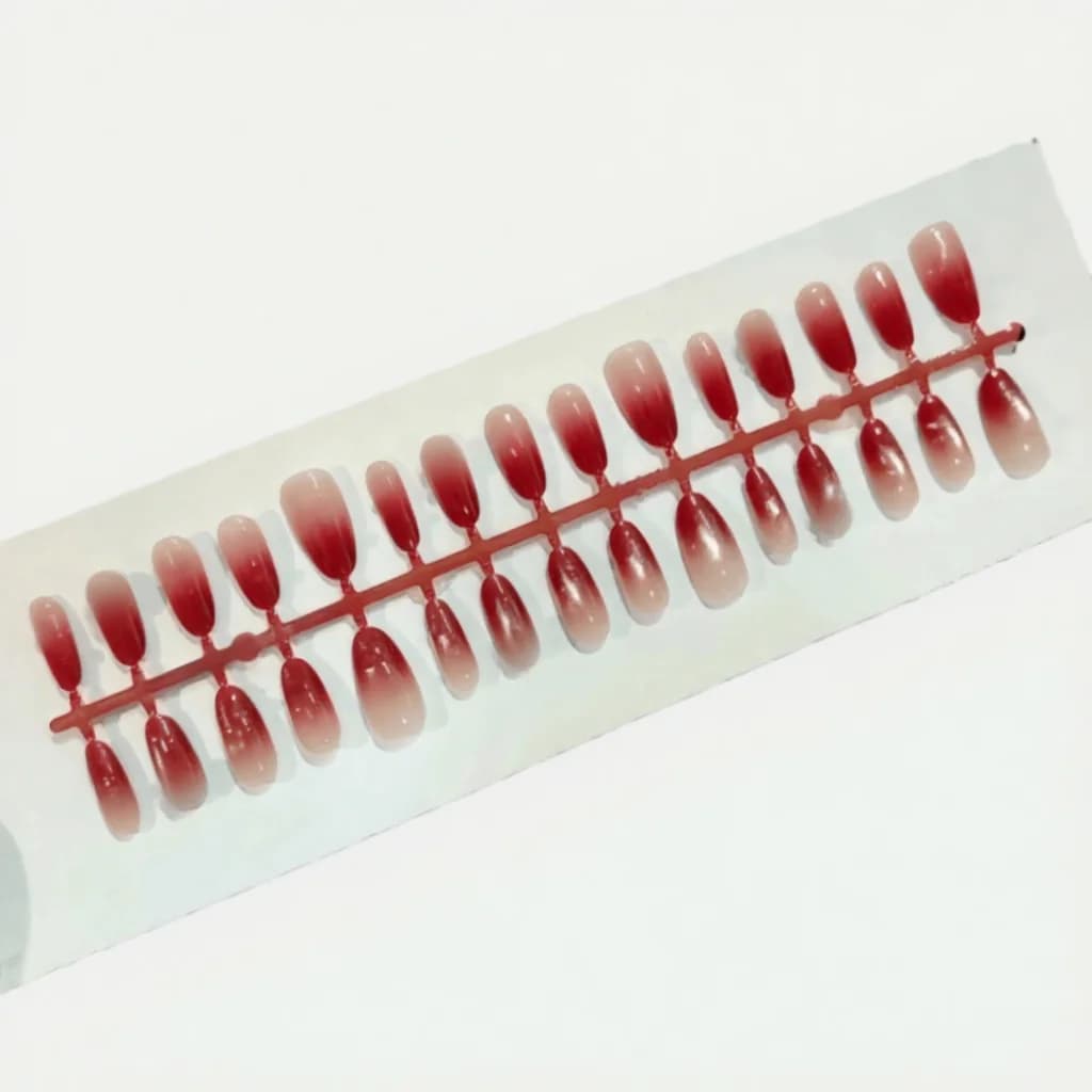Unghii false Ombre Cat Eye cu pietre prețioase, 30 bucăți