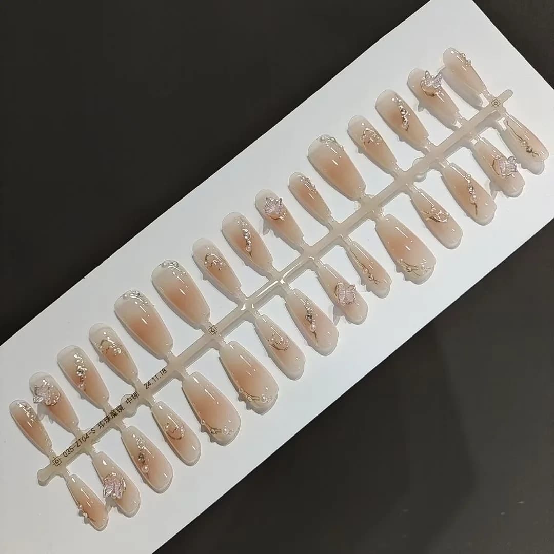 Unghii false aplicabile 3D cu fluturi, 30 bucăți, reutilizabile