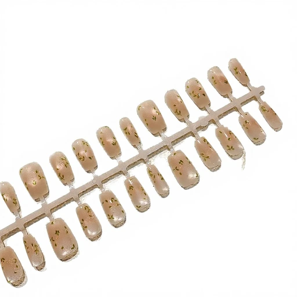 Unghii False Scurte Tip Coffin, Design Margarete Cat Eye, 30 Bucăți
